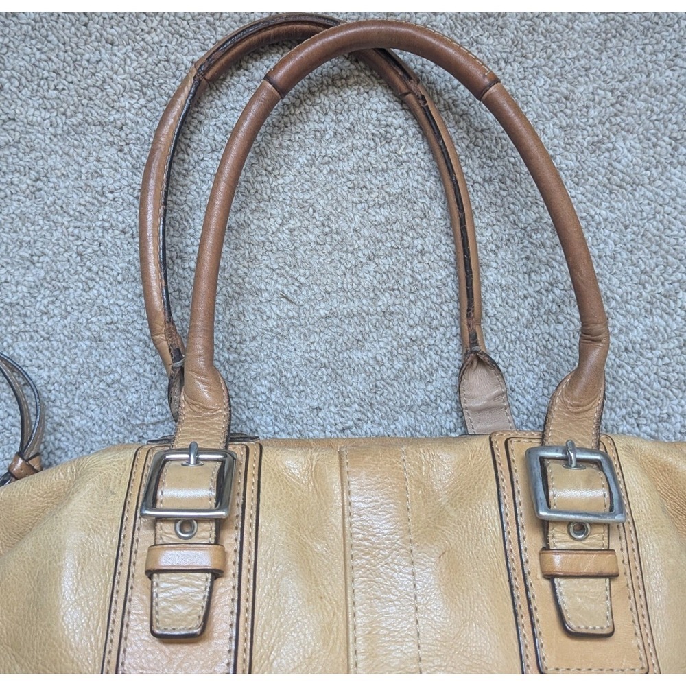 Coach Hamilton Tote Women Large Camel Tan Leather Buckle Satchel Handbag F13811 - Picture 8 of 16